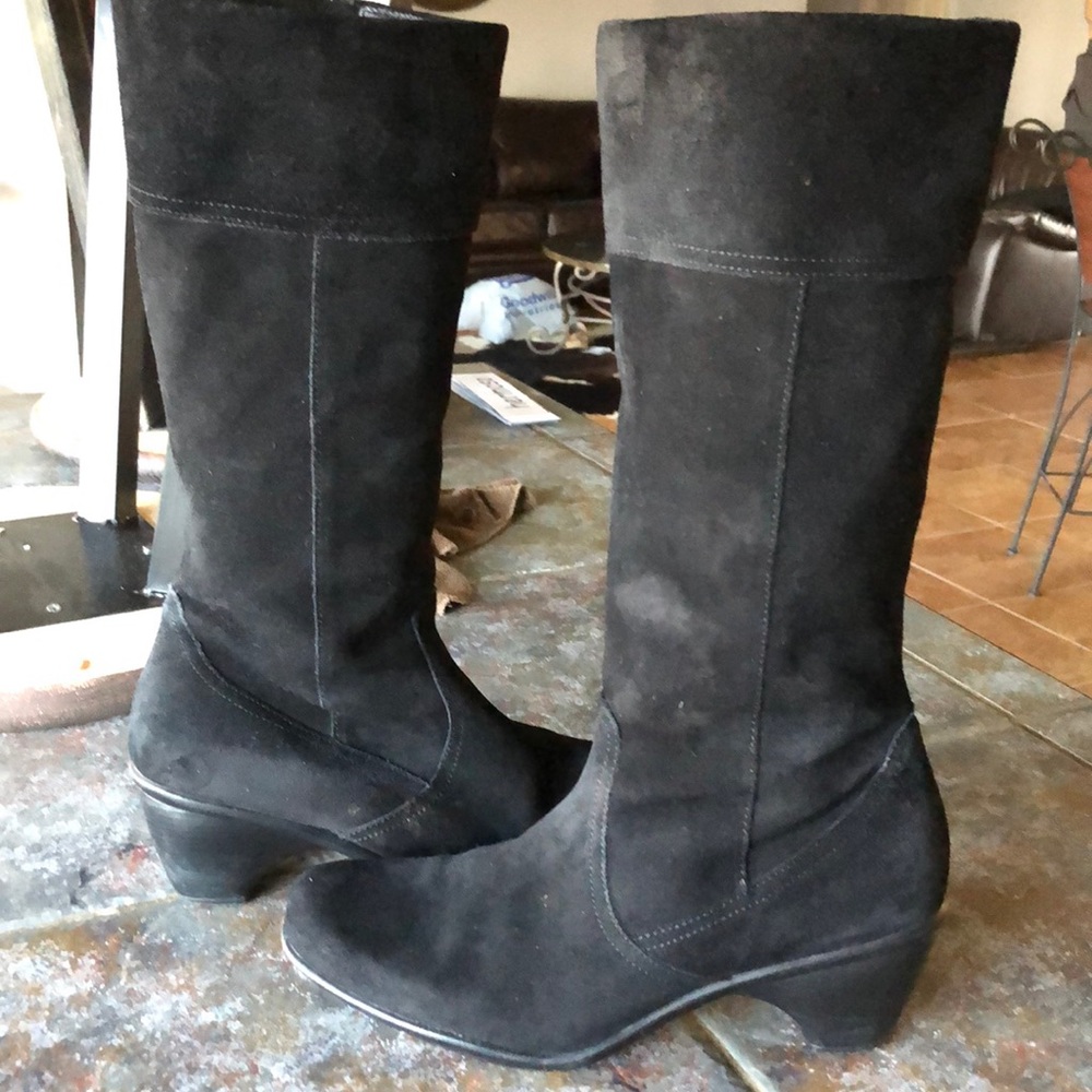 Dansko Risa Black Suede Leather Boots 42 Tall Zip